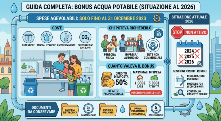 Bonus acqua potabile: requisiti, come funziona e come richiederlo